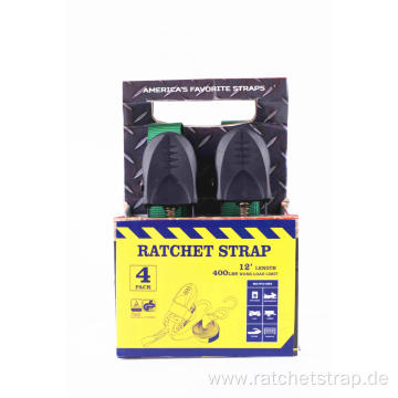 25mm Packaged Ratchet Buckle Lashing Strap with 4Pcs